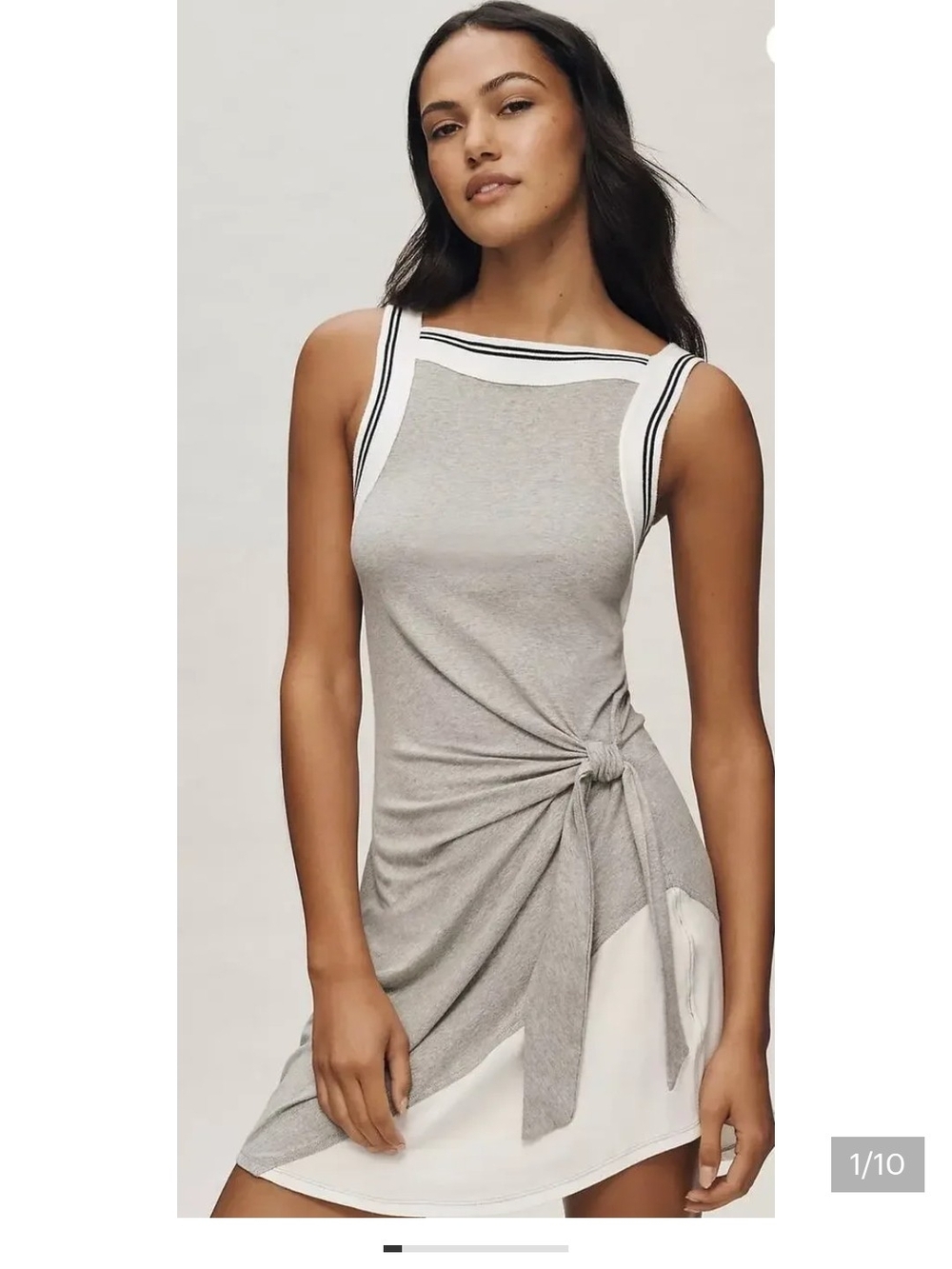 Anthropologie Daily Practice Sleeveless Gray Knot-Front Tank Dress Size S NWT